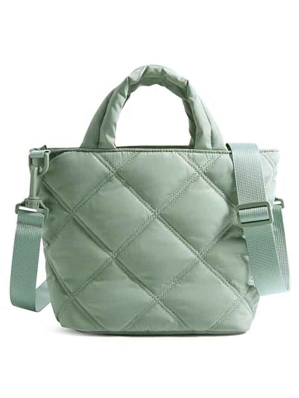 Forest Green Quilted Puffer Crossbody Bag Lightweight Nylon Shoulder Purse